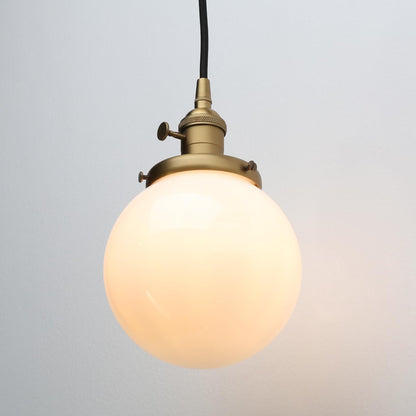 Vintage Milk White Globe Pendant Light with Switch, Retro-Industrial Style Environment