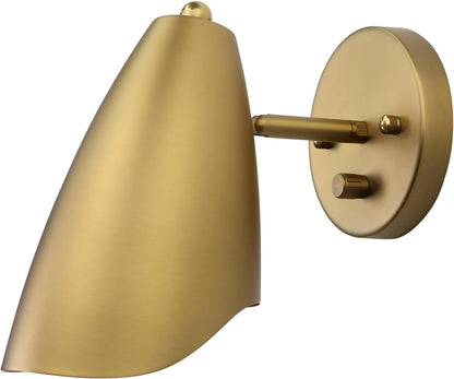 Modern Wall Sconce with Dimmer Switch, Brass Metal Wall Lamp Lighting, Adjustable Light Angle