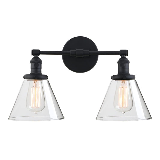 2-Light Industrial Wall Light Black Wall Sconce Light Fixture