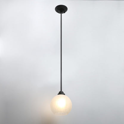 Modern Globe Pendant Light, 7.9-Inch Milk White Crack Round Glass