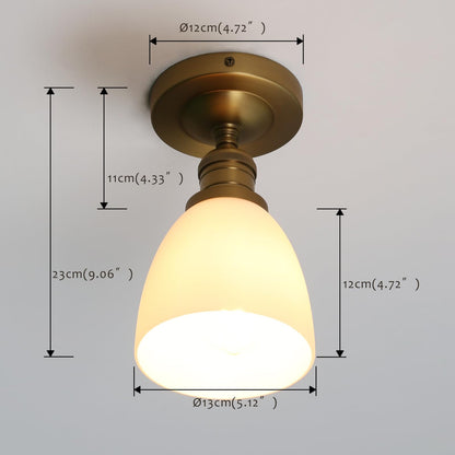 Modern Flush Mounted Ceiling Light with Milk White Glass, Classic Vintage Style Lighting