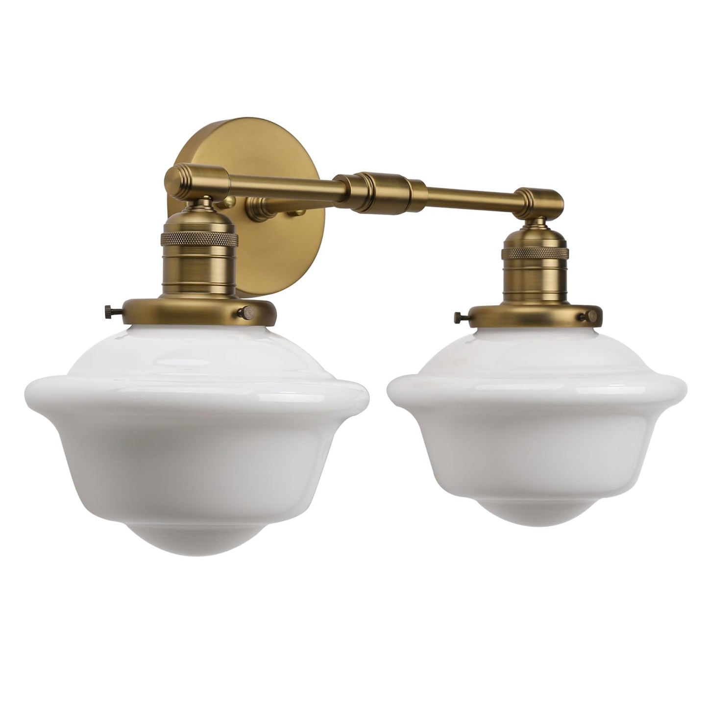 2-Lights Milk White Glass Wall Sconce Lights, Modern Classic Wall Vanity Lighting