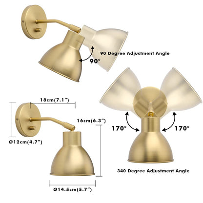 2-Pack Vintage Industrial Bedside Light with Dimmable Switch 340 Degree Adjustment