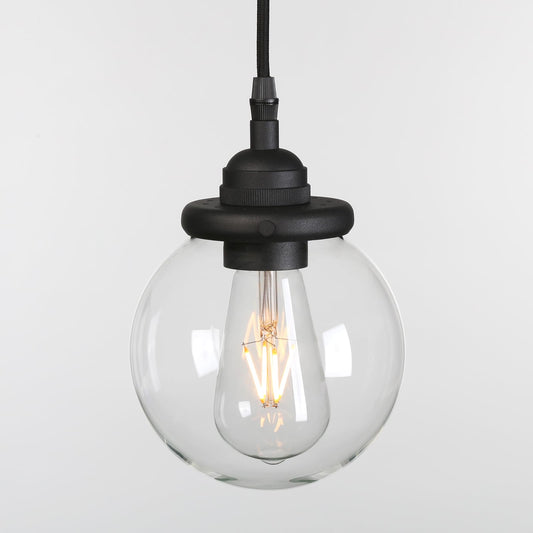 Hardwired Retro Industrial Globe Round Glass Shade Hanging Lamp,Vintage Kitchen Pendant Light