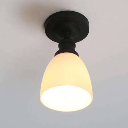 Modern Flush Mounted Ceiling Light with Milk White Glass, Classic Vintage Style Lighting