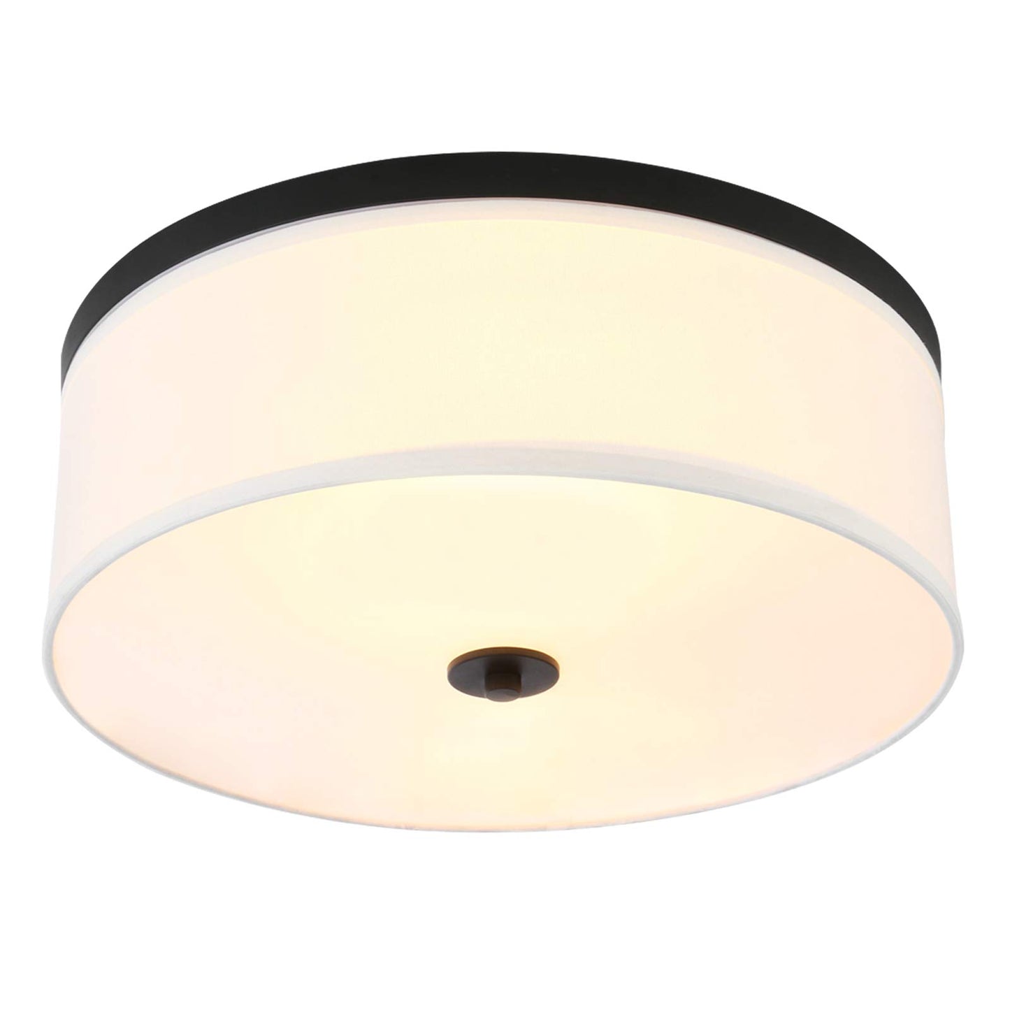 Big Size 19.7" White Textile Fabric Drum Shade Ceiling Light Fixture