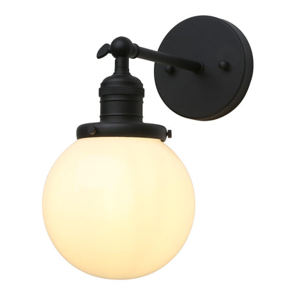 Industrial Vintage Wall Sconce Lighting with Milk White Glass Globe Shade