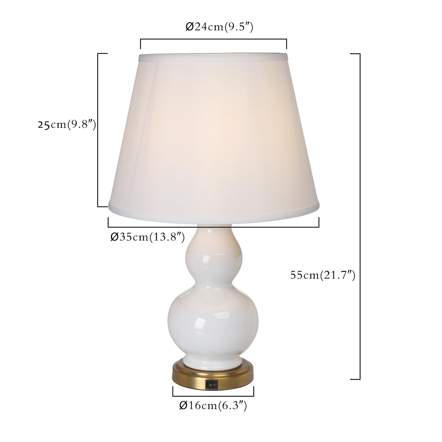 USB Port Ceramic Bedside Nightstand Lamp