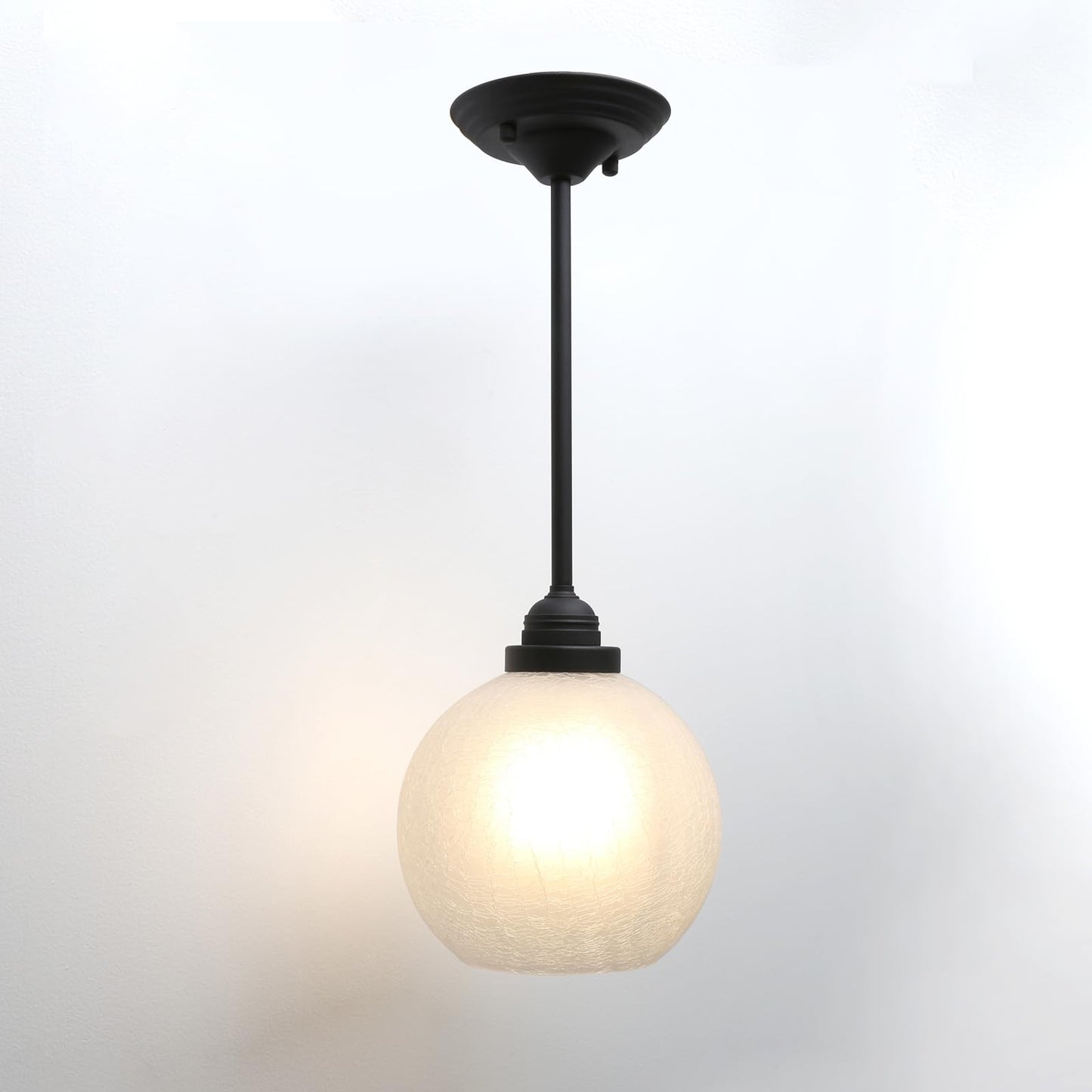 Modern Globe Pendant Light, 7.9-Inch Milk White Crack Round Glass