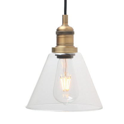 Industrial 3-Light Pendant Light, Adjustable with Clear Glass Shade