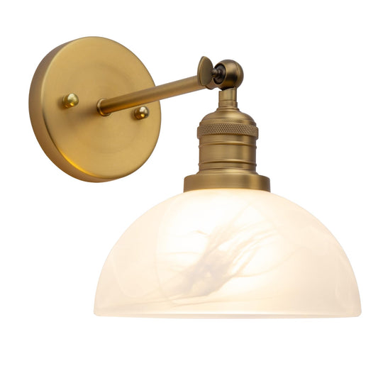 1-Light Vintage Wall Sconce Light with Milk White Glass Shade, Rustic Indoor Wall Mounted Lamp