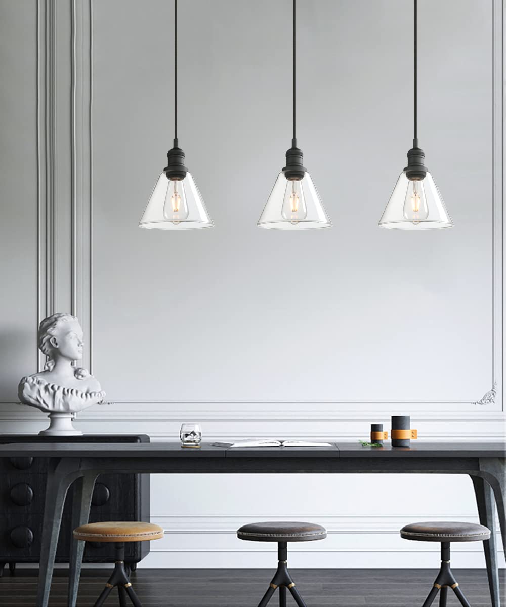 Modern Pendant Light Fixtures, Over Kitchen Island Sink Style with Clear Glass Shade