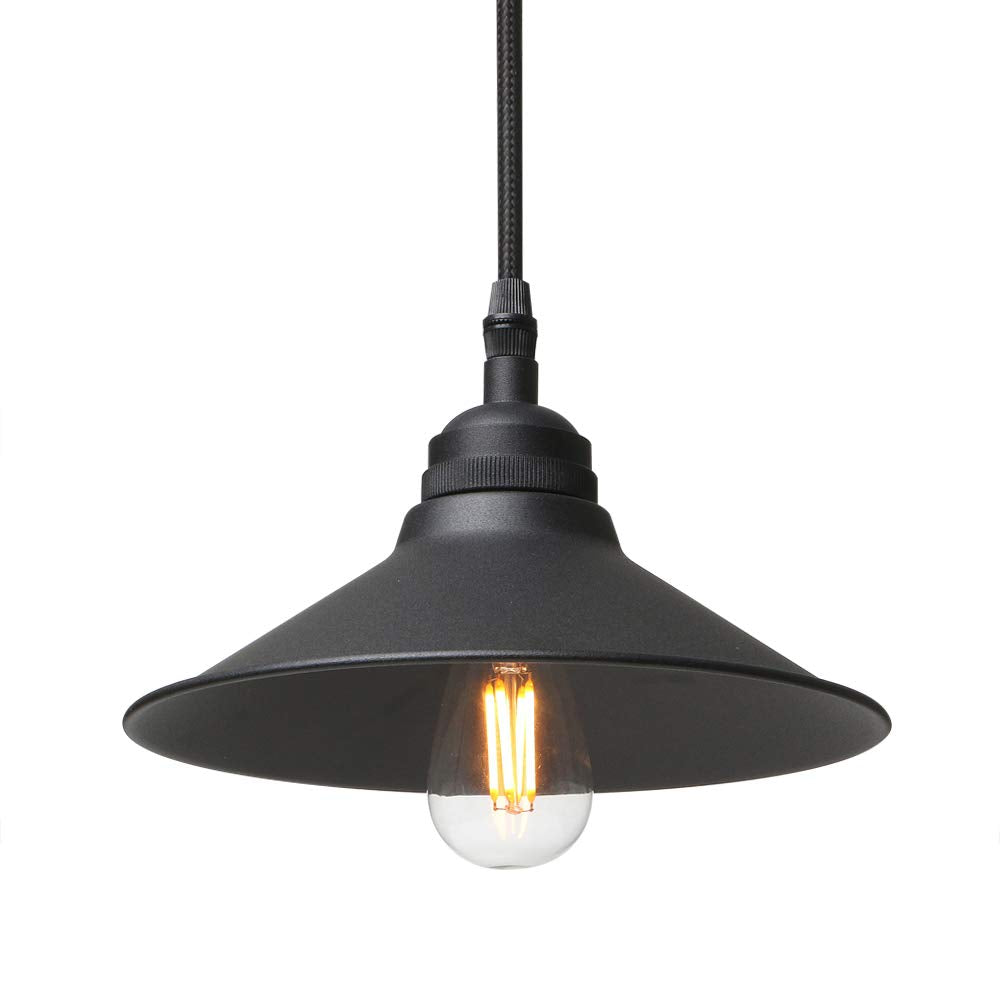 Retro 3 Lights Pendant Light Matte Black Ceiling Mount Lighting Fixture with 7.1 Inches Metal Light Shade