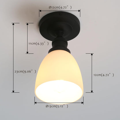 Modern Flush Mounted Ceiling Light with Milk White Glass, Classic Vintage Style Lighting