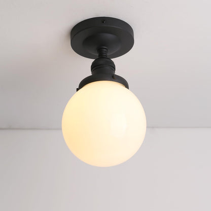 Rustic Milk White Globe Ceiling Lamp Fixture Flush Mounted Lighting