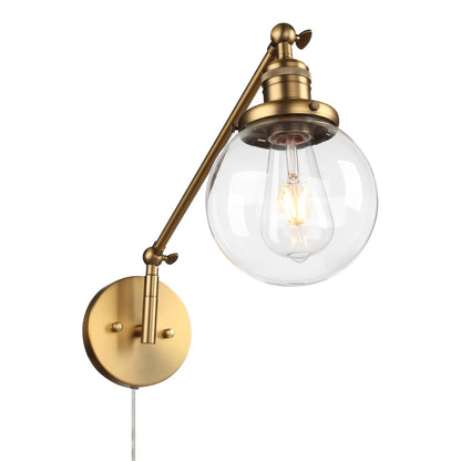 5.9" Glass Globe Shade Industrial Wall Sconce Swing Arm Wall Lamp(Antique)