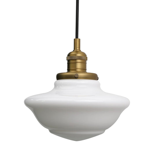 Modern Pendant Light with Milk White Glass, Vintage Adjustable Textile Cord (Brass)