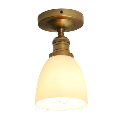 Modern Flush Mounted Ceiling Light with Milk White Glass, Classic Vintage Style Lighting