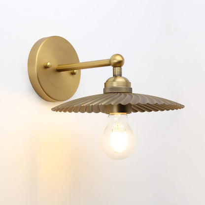 Vintage Metal Wall Sconce Lighting, Industrial with Rippled Shape Shade Design