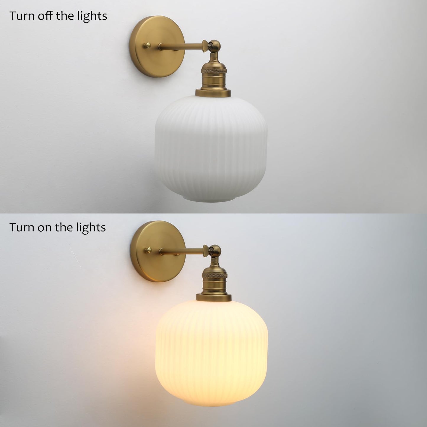 Modern Wall Sconce Lamp Milk White Round Glass, Hardwired Frosted Vintage Wall Vanity Light Fixture