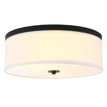 Big Size 19.7" White Textile Fabric Drum Shade Ceiling Light Fixture