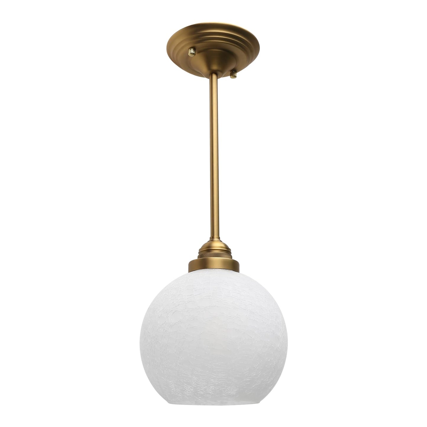 Modern Globe Pendant Light, 7.9-Inch Milk White Crack Round Glass