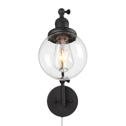 5.9" Glass Globe Shade Industrial Wall Sconce Swing Arm Wall Lamp(Antique)