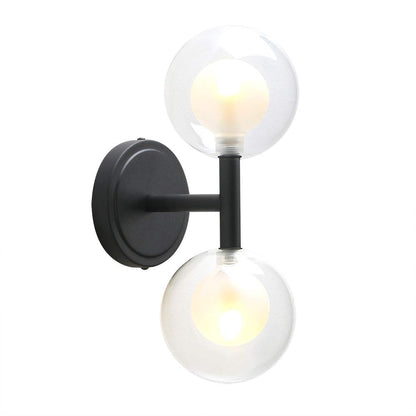 Retro Industrial Wall Light,Straight Pole Transparent 12cm Small Globe Glass Lampshade