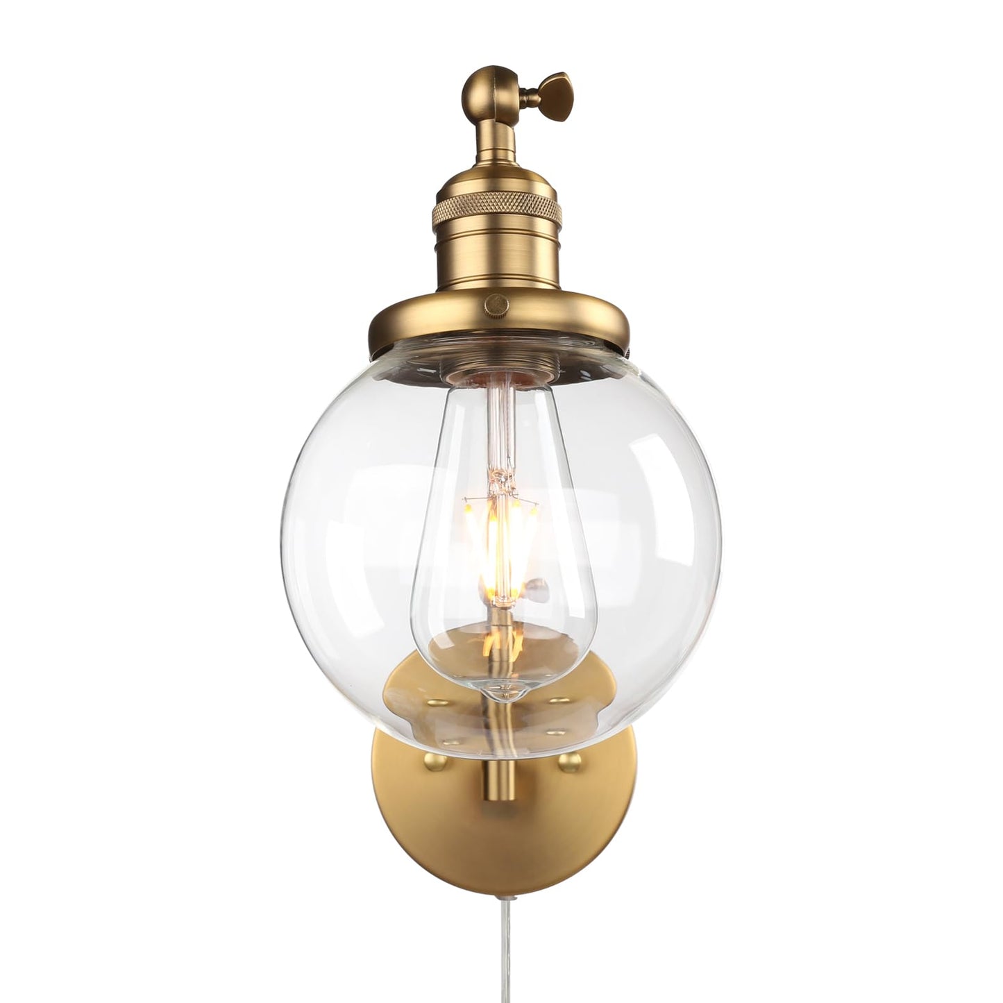 5.9" Glass Globe Shade Industrial Wall Sconce Swing Arm Wall Lamp(Antique)