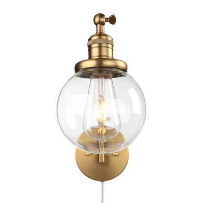 5.9" Glass Globe Shade Industrial Wall Sconce Swing Arm Wall Lamp(Antique)