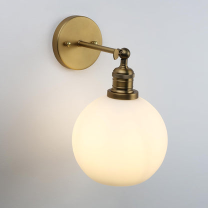 Modern Wall Sconce Lighting with 7.9" Milk White Round Globe, Frosted Glass Hardwired Vintage Vanity