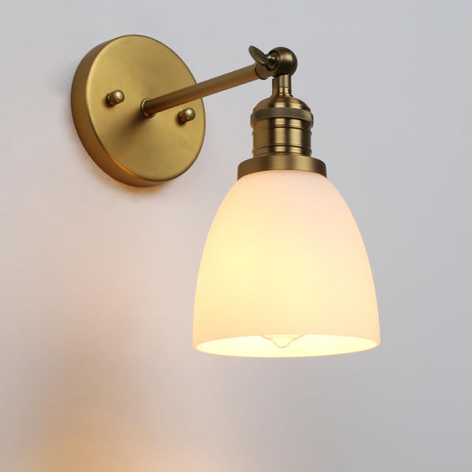 Industrial Wall Sconce Lighting with Milk White Glass, Rustic Vintage Style