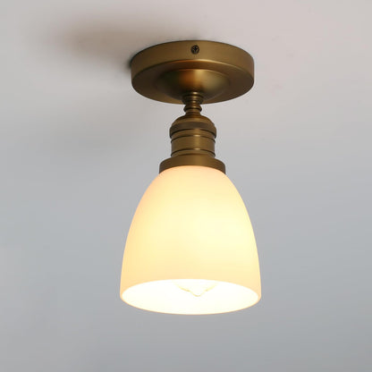 Modern Flush Mounted Ceiling Light with Milk White Glass, Classic Vintage Style Lighting