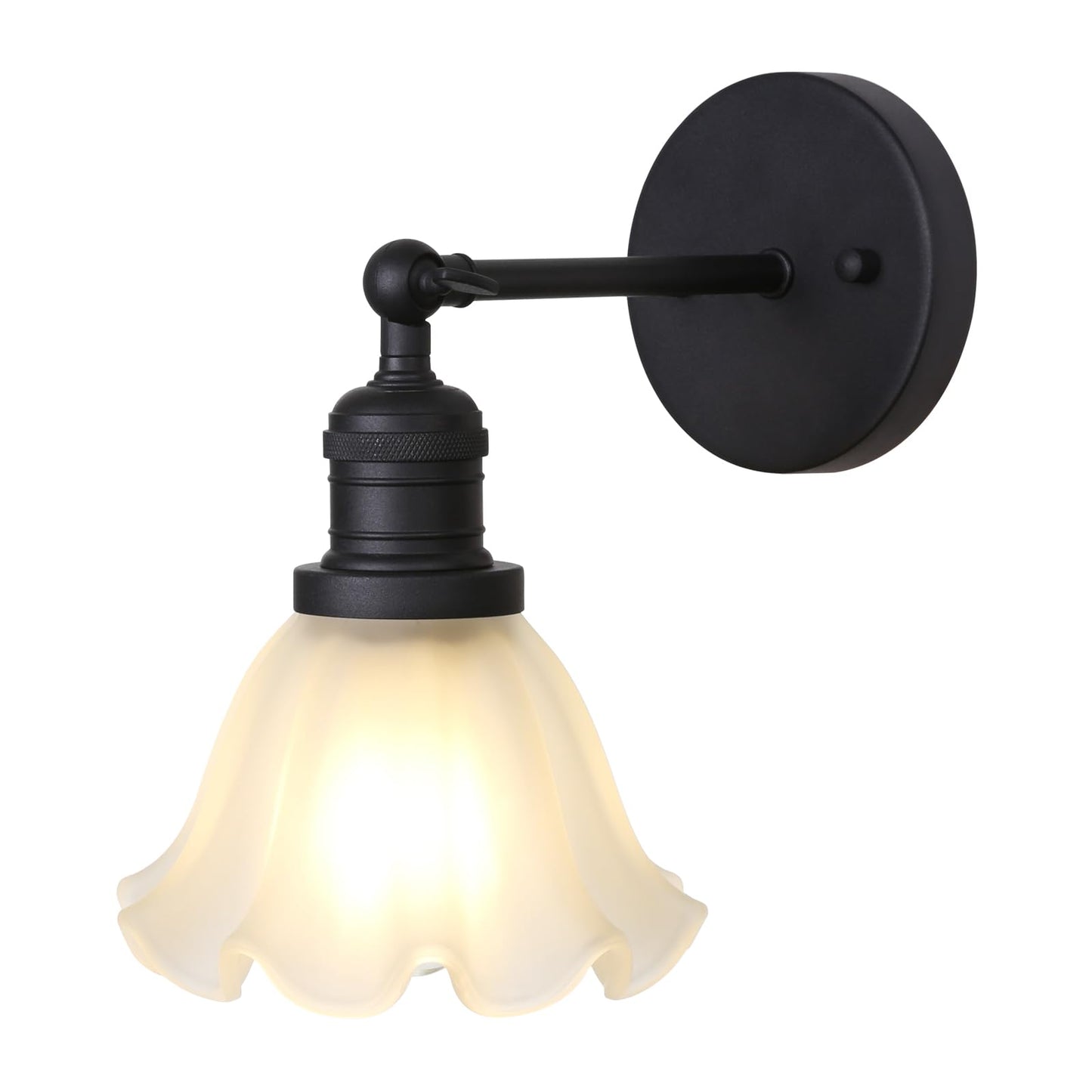 Single Matte Black Sconce Lighting Fixture with Lotus Leaf Shape Shade