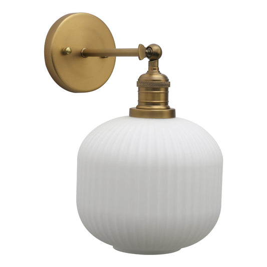 Modern Wall Sconce Lamp Milk White Round Glass, Hardwired Frosted Vintage Wall Vanity Light Fixture