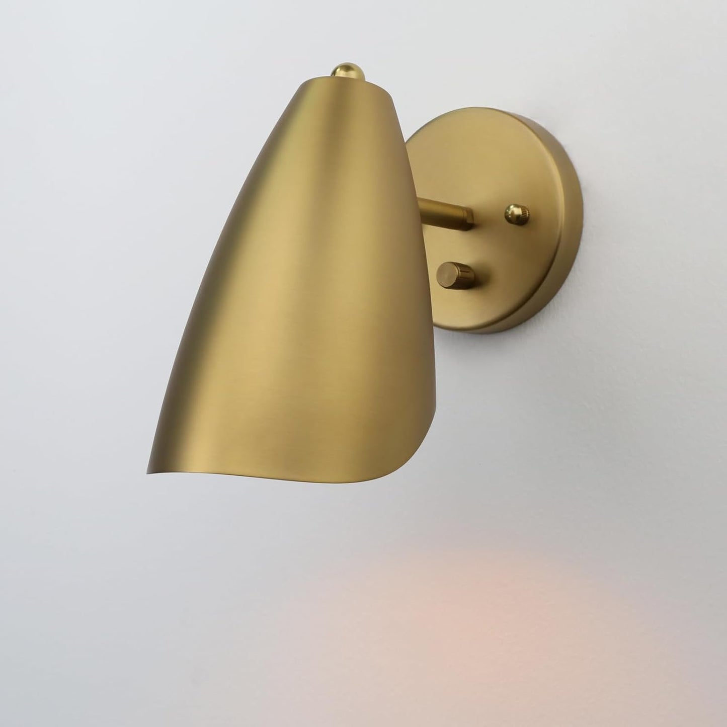 Modern Wall Sconce with Dimmer Switch, Brass Metal Wall Lamp Lighting, Adjustable Light Angle