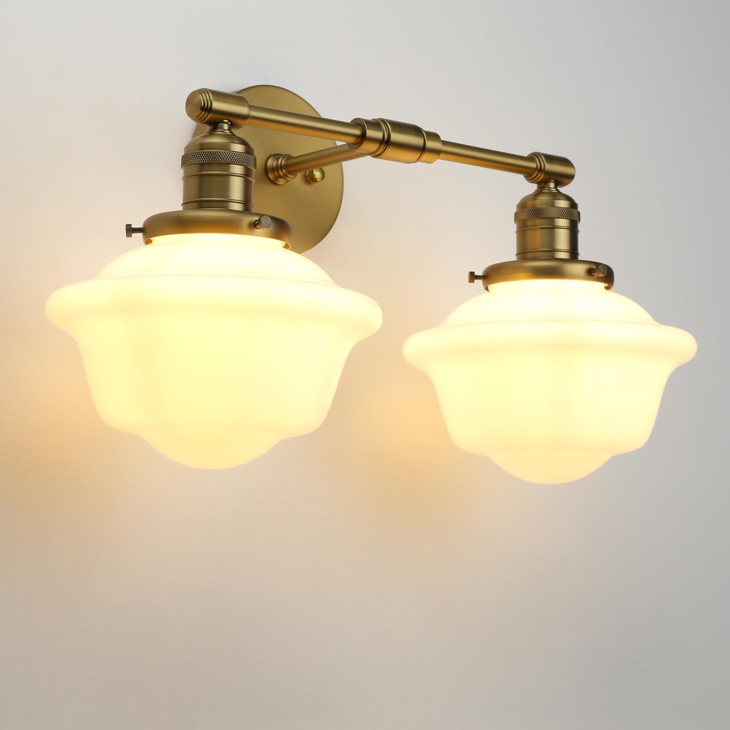 2-Lights Milk White Glass Wall Sconce Lights, Modern Classic Wall Vanity Lighting