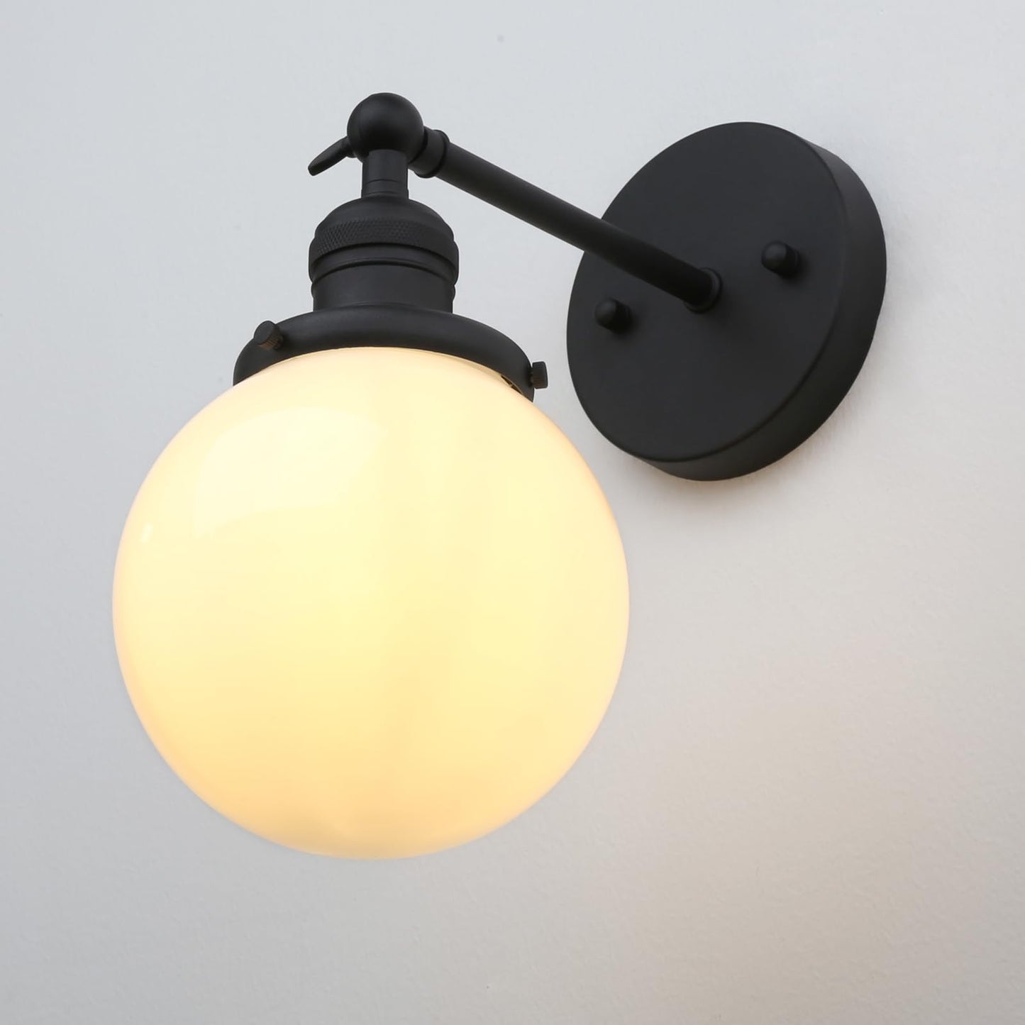 Industrial Vintage Wall Sconce Lighting with Milk White Glass Globe Shade