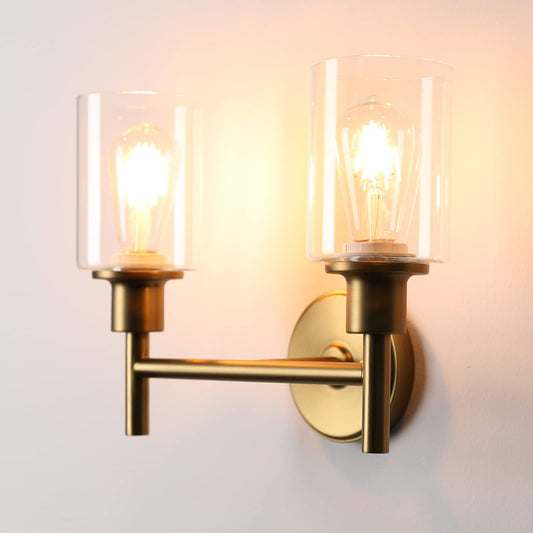 Retro Style Dual Head Wall Lights with Industrial Glass Shade Double Head