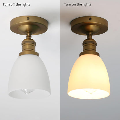 Modern Flush Mounted Ceiling Light with Milk White Glass, Classic Vintage Style Lighting