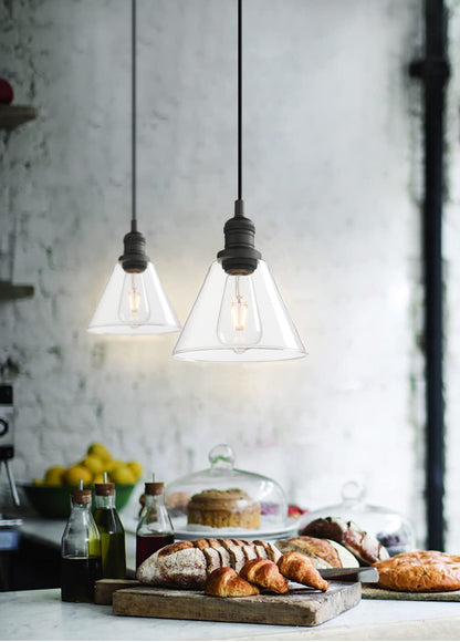 Modern Pendant Light Fixtures, Over Kitchen Island Sink Style with Clear Glass Shade