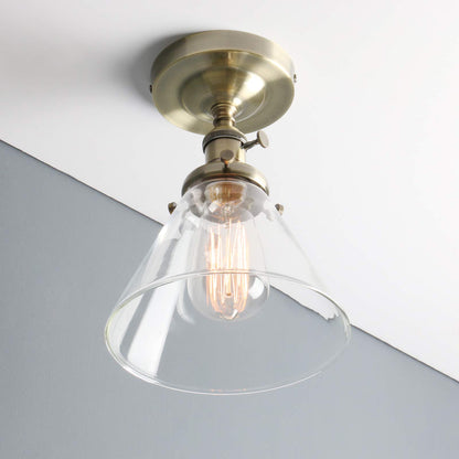 Industrial Ceiling Light Fixtures with Switch, Funnel Clear Glass Hallway Lighting