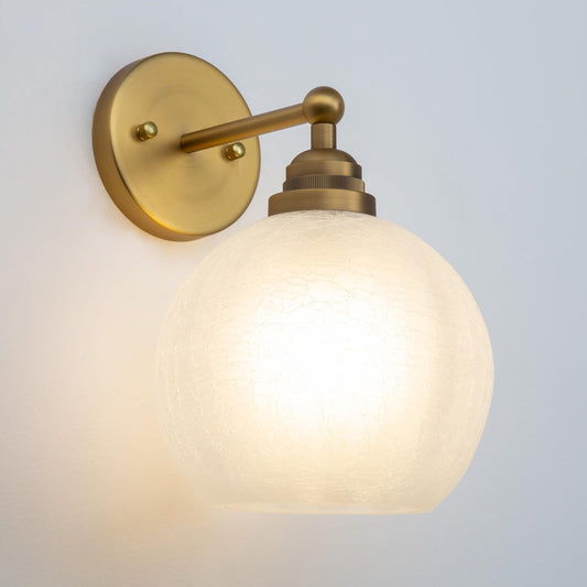 Industrial Vintage Single Sconce Light with Frosted Glass Globe Lampshade