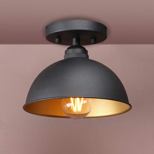 Semi Flush Mount Vintage Industrial Ceiling Light, Metal Edison Lamp Fixture Lighting