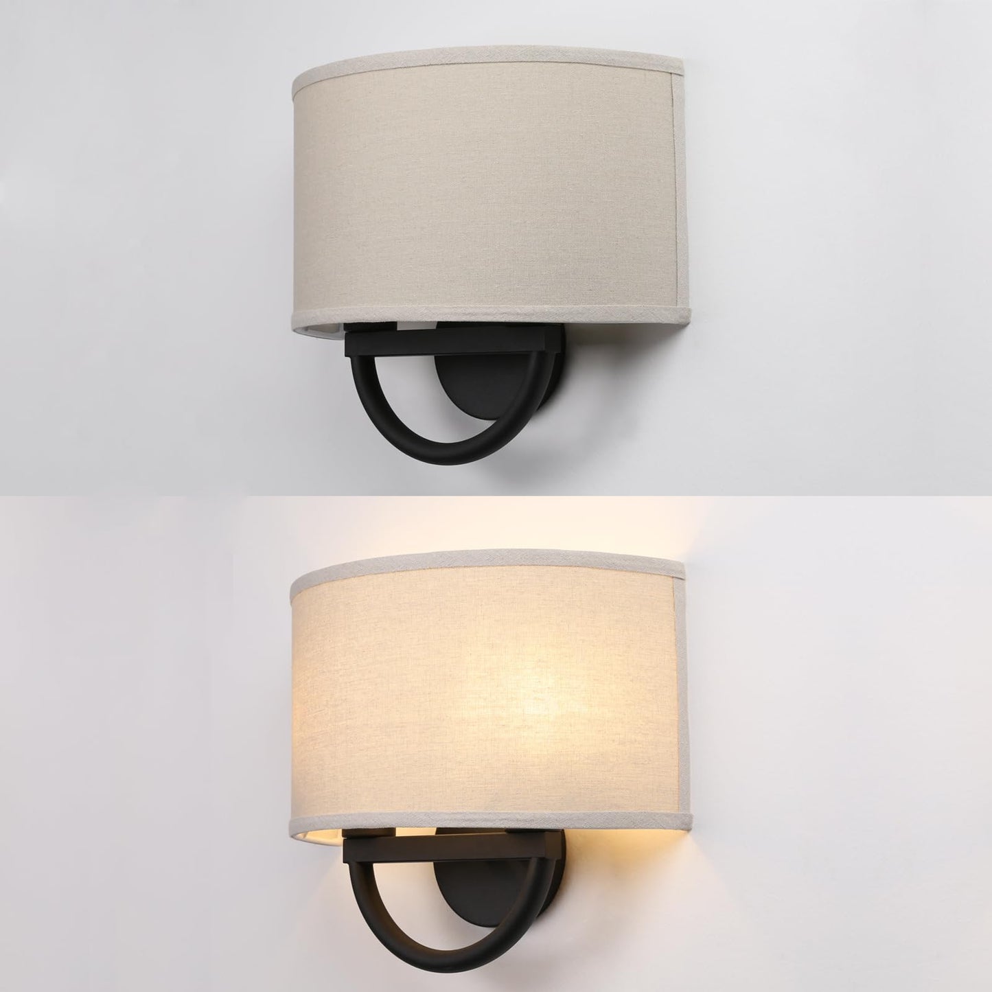 Industrial 2-Lights Wall Sconce Fixtures with Linen Fabric Shade, Double Lamps Decor