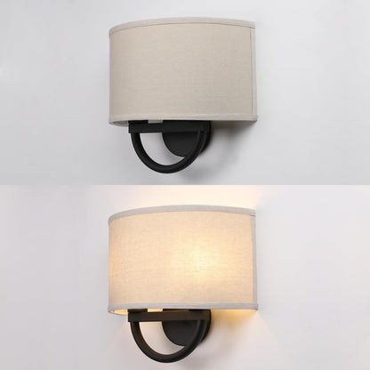 Industrial 2-Lights Wall Sconce Fixtures with Linen Fabric Shade, Double Lamps Decor