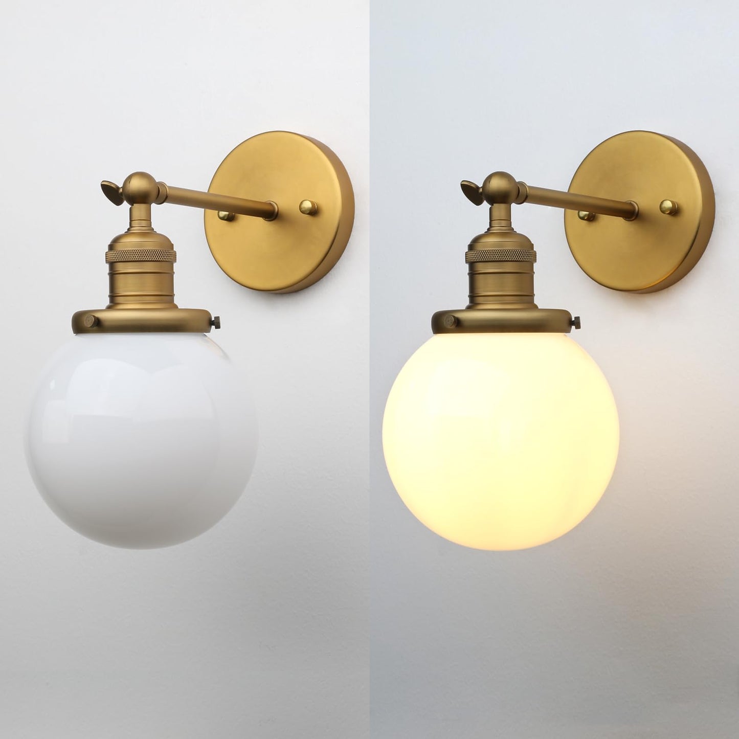 Industrial Vintage Wall Sconce Lighting with Milk White Glass Globe Shade