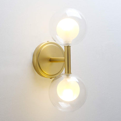 Retro Industrial Wall Light,Straight Pole Transparent 12cm Small Globe Glass Lampshade