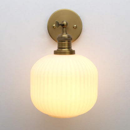 Modern Wall Sconce Lamp Milk White Round Glass, Hardwired Frosted Vintage Wall Vanity Light Fixture