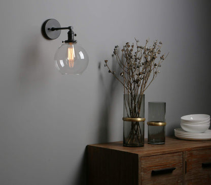 Industrial Wall Sconce with 7.87 Inches Globe Canopy